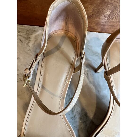 Michael Kors Heeled Sandals Ankle Strap Detail Tan Patent Leather 9 - Picture 7 of 7